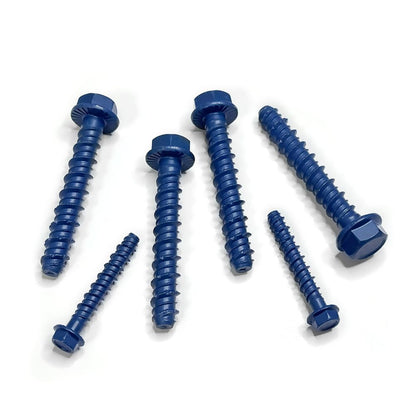 1/2" x 5"Concrete Screw Anchor with Drill Bit & Hex Driver | Heavy-Duty, Superior Corrosion Resistant Blue Coated Fasteners for Anchoring Heavy Fixtures 10pcs/Box