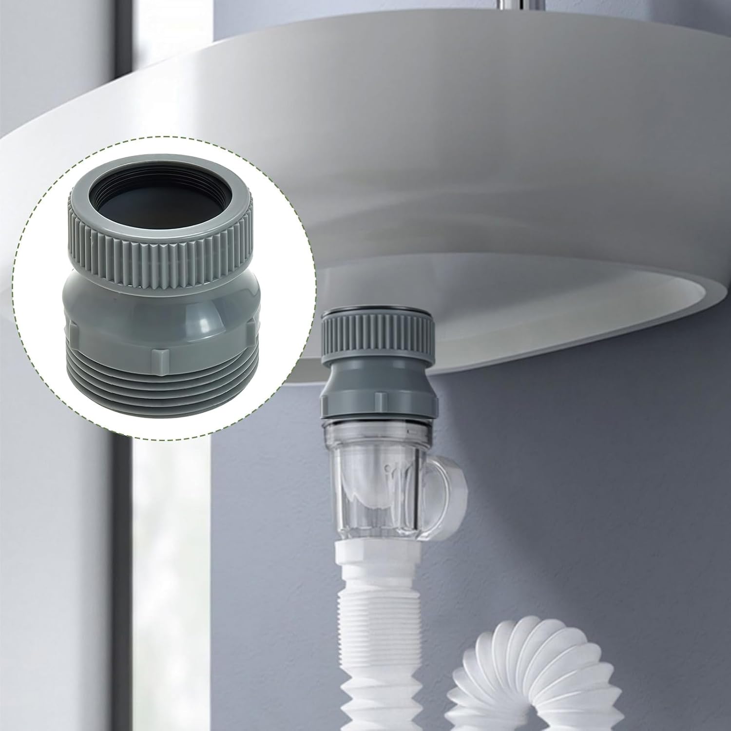 1 1/4 to 1 1/2 Sink Drain Adapter, Extension Coupling with Slip Joint Connection, PP Reducing Pipe Adapter Fitting for Bathroom and Kitchen P-Trap Repair
