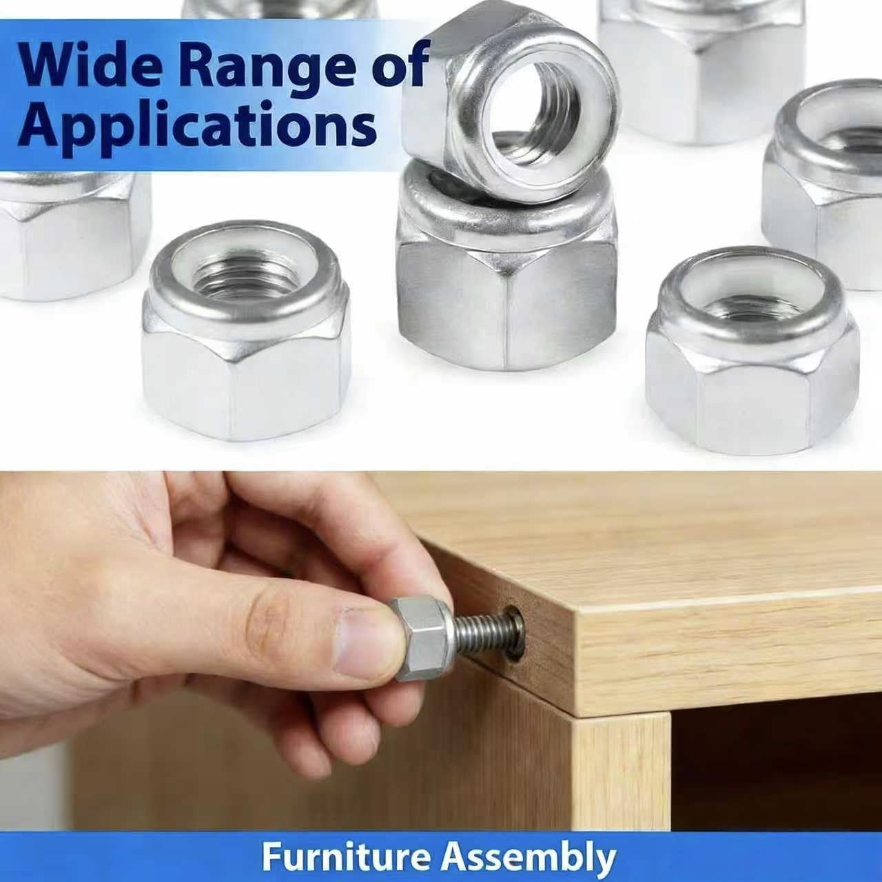 #10-24 Locknuts,60PCS 304 (18-8) Stainless Steel Nylon Insert Lock Nuts,Standard Inch Thread Nylock Nuts