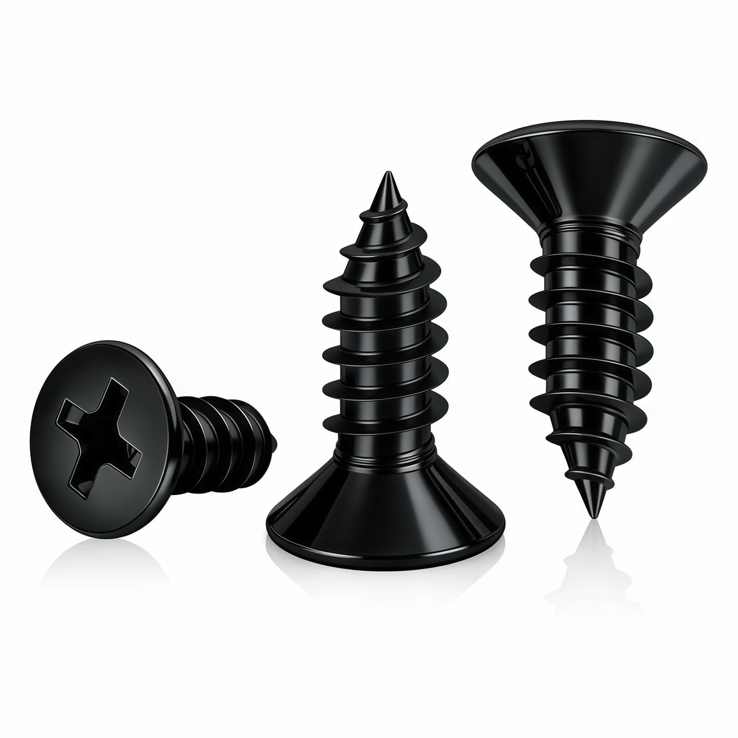 #10 x1-1/4 [100 Pack] Flat Head Phillips Drive Self Tapping Screws, Sheet Metal Screws, Black Oxide, 304 Stainless Steel (18-8), Corrosion Resistant Screw for Wood, Sheet Metal and More