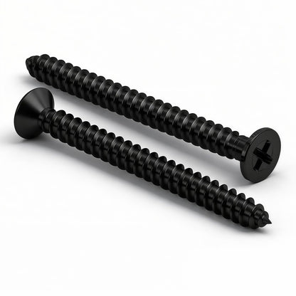 #10 x1-1/4 [100 Pack] Flat Head Phillips Drive Self Tapping Screws, Sheet Metal Screws, Black Oxide, 304 Stainless Steel (18-8), Corrosion Resistant Screw for Wood, Sheet Metal and More