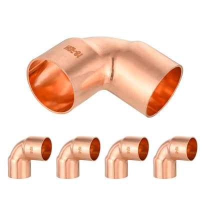 (Pack of 50) Foskan 1/2" C x 1/2" C Copper 90-Degree Short Radius Elbow, Copper Plumbing Fittings with Sweat Solder Connection