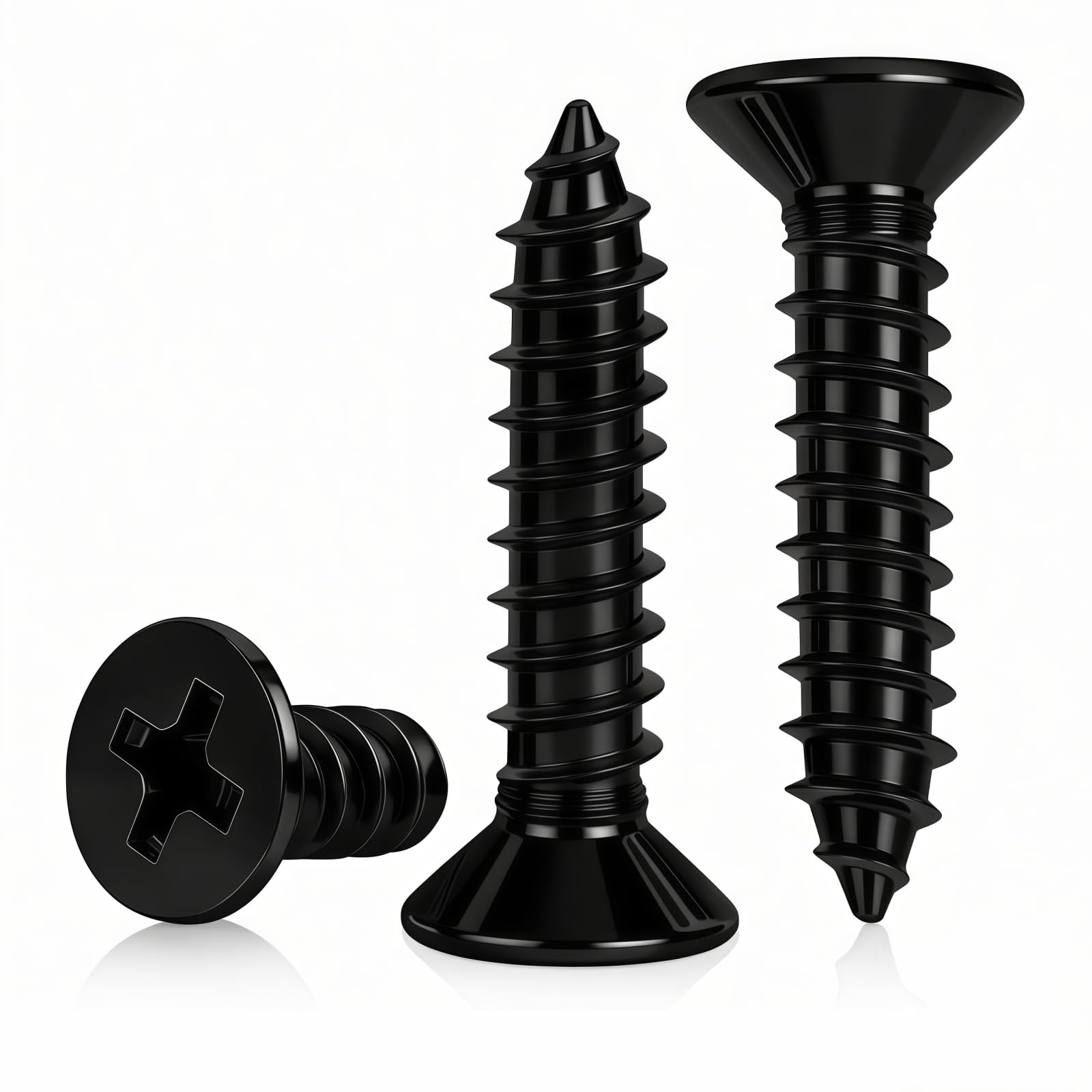 #10 x1-1/4 [100 Pack] Flat Head Phillips Drive Self Tapping Screws, Sheet Metal Screws, Black Oxide, 304 Stainless Steel (18-8), Corrosion Resistant Screw for Wood, Sheet Metal and More