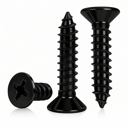 #10 x1-1/4 [100 Pack] Flat Head Phillips Drive Self Tapping Screws, Sheet Metal Screws, Black Oxide, 304 Stainless Steel (18-8), Corrosion Resistant Screw for Wood, Sheet Metal and More