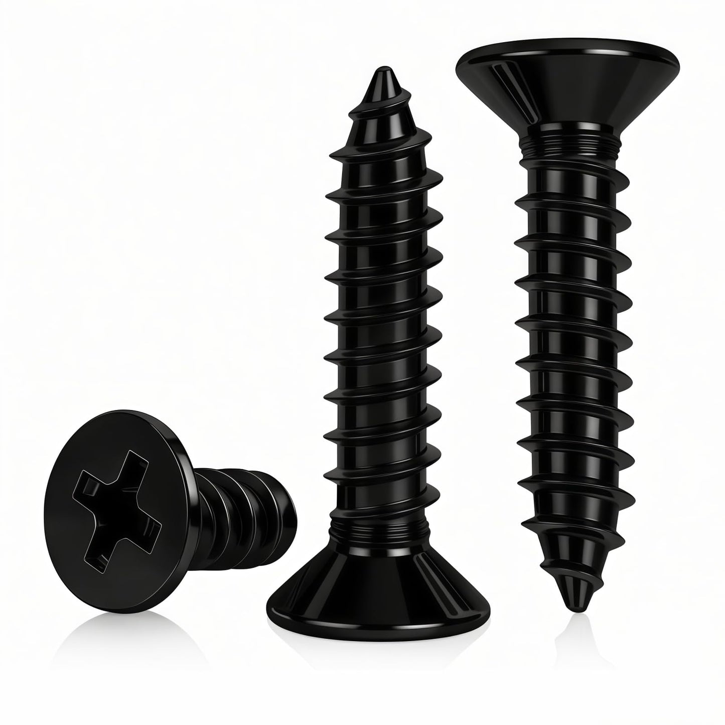 #10 x1-1/4 [100 Pack] Flat Head Phillips Drive Self Tapping Screws, Sheet Metal Screws, Black Oxide, 304 Stainless Steel (18-8), Corrosion Resistant Screw for Wood, Sheet Metal and More