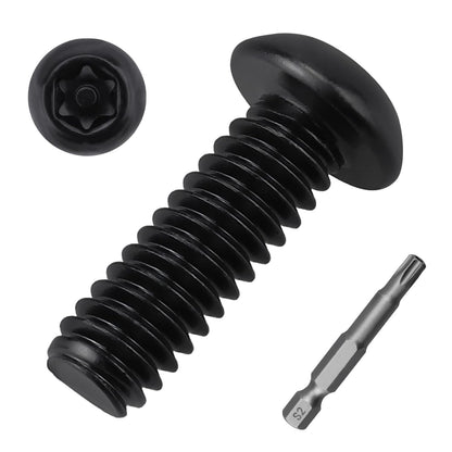 #10-24 x 1/2" Button Head Torx Security Screws, 304 Stainless Steel 18-8, Black Torx Drive Screws for Outdoor, Automotive License Plates, 50-Pack with Bit TT25