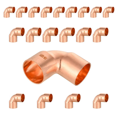 (Pack of 50) Foskan 1/2" C x 1/2" C Copper 90-Degree Short Radius Elbow, Copper Plumbing Fittings with Sweat Solder Connection