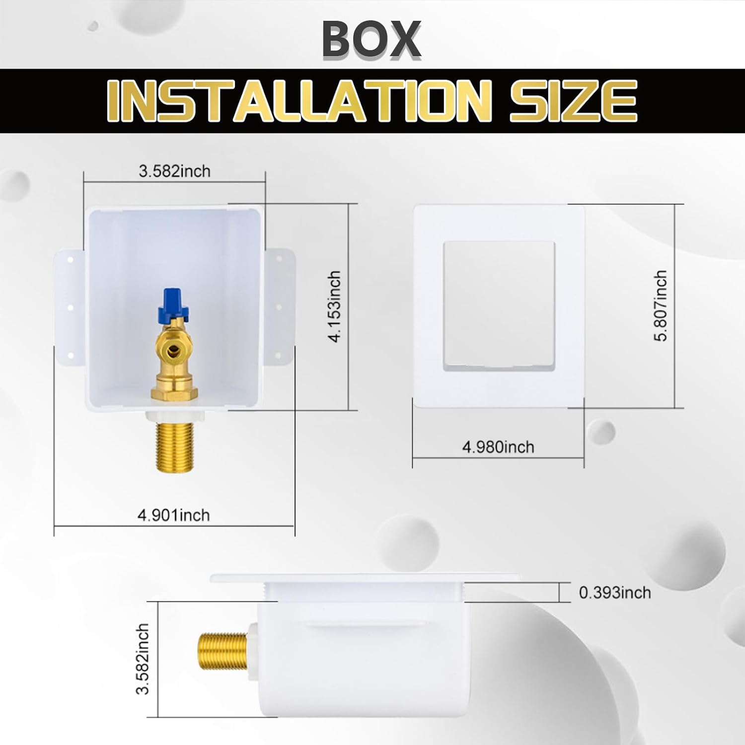 1 PCS Foskan 1/2" MIP Sweat Inlet Ice Maker Outlet Box (Pre-Assembled), 1/4" OD Compression Outlet, with Installed Blue-Handled Quarter-Turn Ball Valve