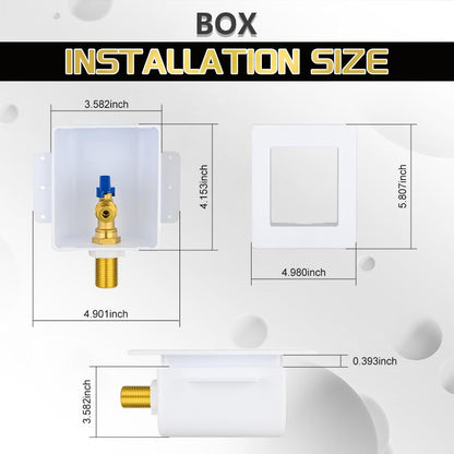 1 PCS Foskan 1/2" MIP Sweat Inlet Ice Maker Outlet Box (Pre-Assembled), 1/4" OD Compression Outlet, with Installed Blue-Handled Quarter-Turn Ball Valve