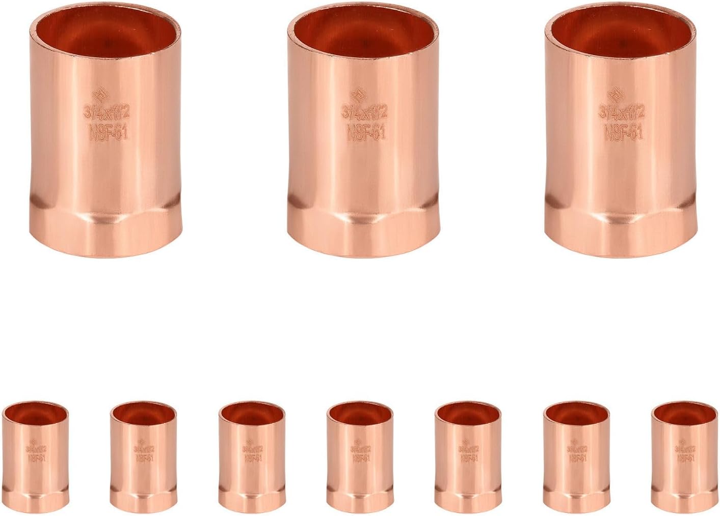 (Pack of 10) Foskan 3/4" C x 1/2" FNPT Copper Female Adapter, Copper Plumbing Fittings with Sweat Solder Connection