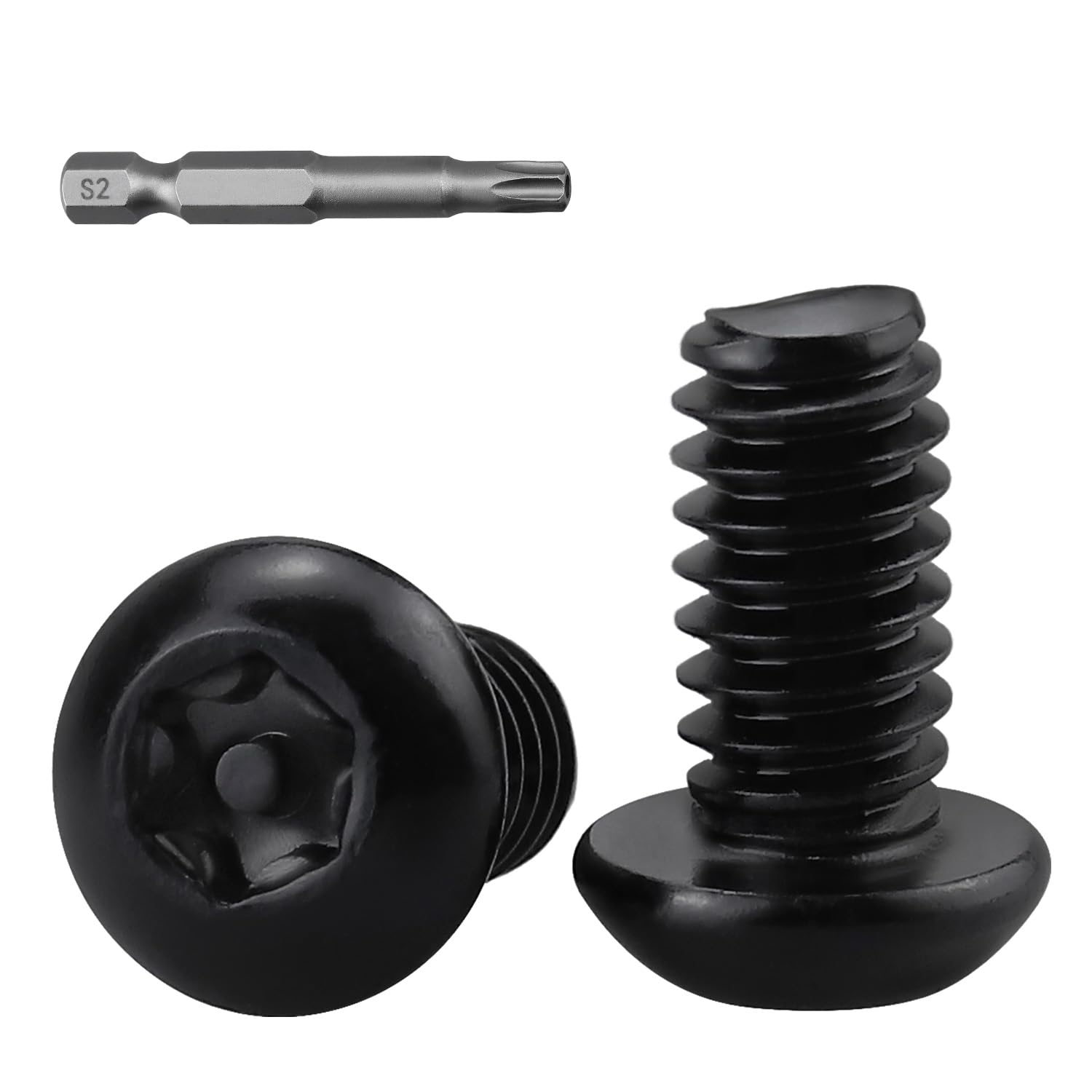 #10-24 x 1/2" Button Head Torx Security Screws, 304 Stainless Steel 18-8, Black Torx Drive Screws for Outdoor, Automotive License Plates, 50-Pack with Bit TT25