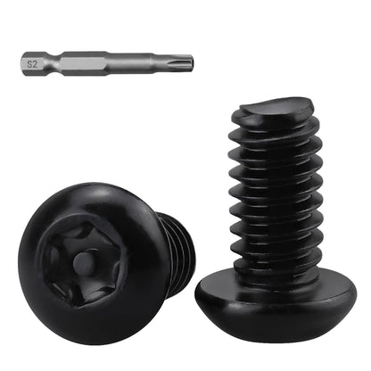 #10-24 x 1/2" Button Head Torx Security Screws, 304 Stainless Steel 18-8, Black Torx Drive Screws for Outdoor, Automotive License Plates, 50-Pack with Bit TT25