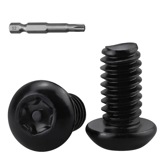 #10-24 x 1/2" Button Head Torx Security Screws, 304 Stainless Steel 18-8, Black Torx Drive Screws for Outdoor, Automotive License Plates, 50-Pack with Bit TT25