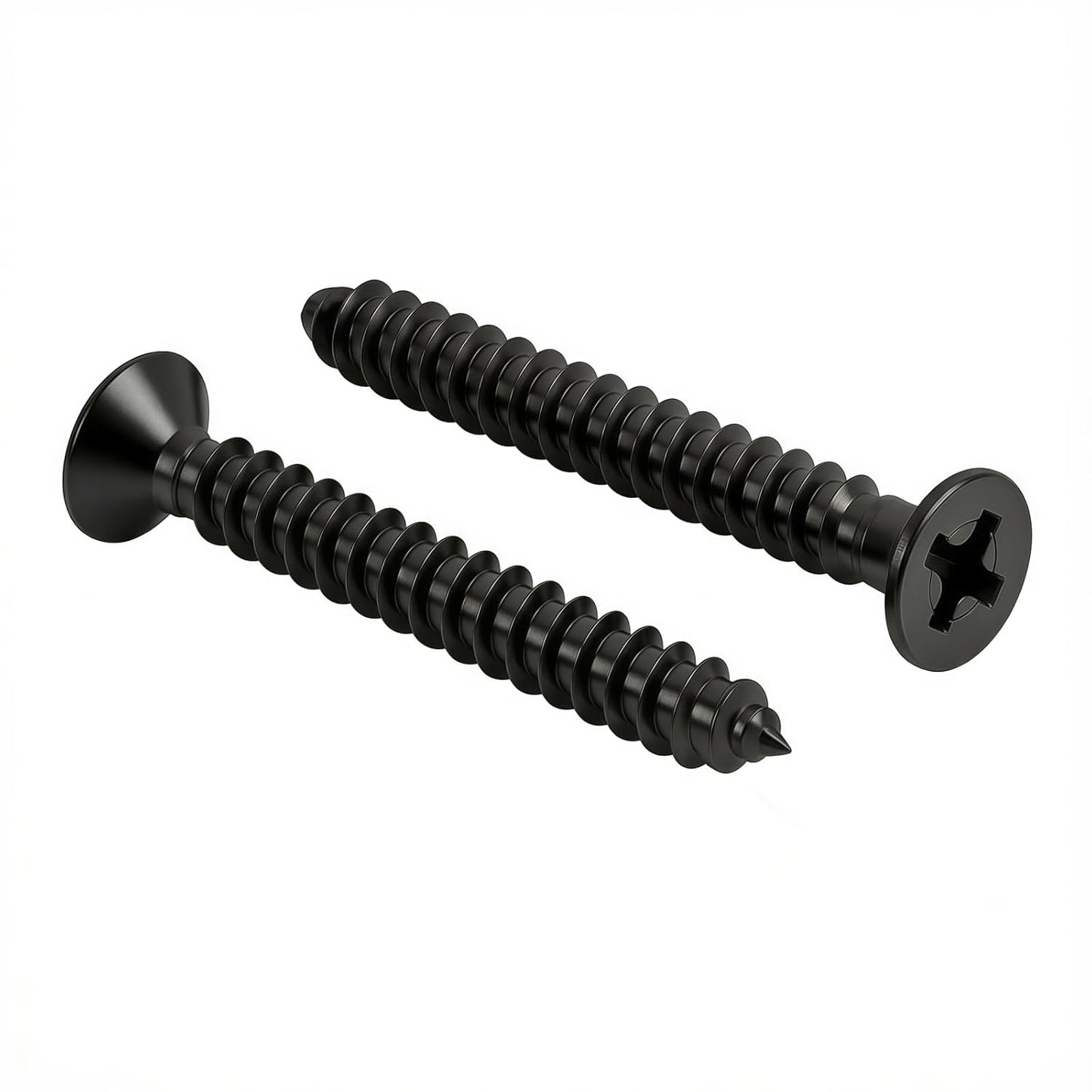 #10 x1-1/4 [100 Pack] Flat Head Phillips Drive Self Tapping Screws, Sheet Metal Screws, Black Oxide, 304 Stainless Steel (18-8), Corrosion Resistant Screw for Wood, Sheet Metal and More