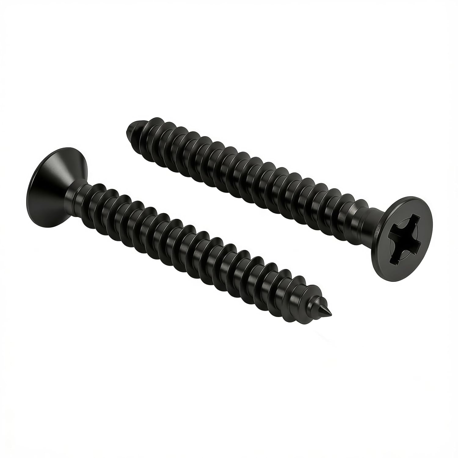 #10 x1-1/4 [100 Pack] Flat Head Phillips Drive Self Tapping Screws, Sheet Metal Screws, Black Oxide, 304 Stainless Steel (18-8), Corrosion Resistant Screw for Wood, Sheet Metal and More
