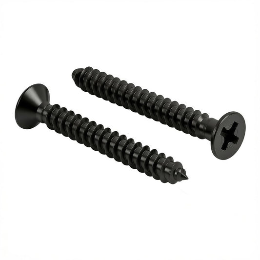 #10 x1-1/4 [100 Pack] Flat Head Phillips Drive Self Tapping Screws, Sheet Metal Screws, Black Oxide, 304 Stainless Steel (18-8), Corrosion Resistant Screw for Wood, Sheet Metal and More