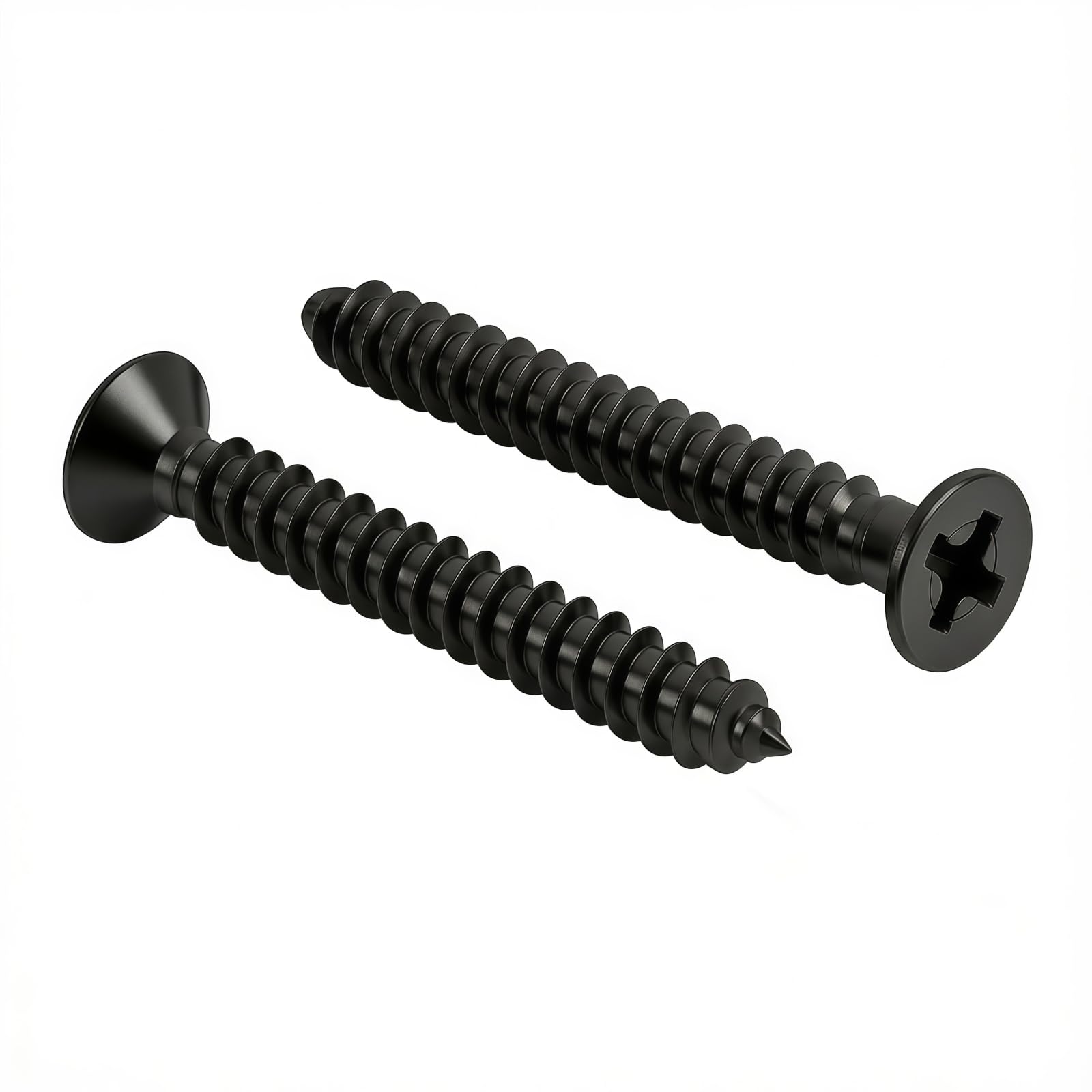 #10 x1-1/4 [100 Pack] Flat Head Phillips Drive Self Tapping Screws, Sheet Metal Screws, Black Oxide, 304 Stainless Steel (18-8), Corrosion Resistant Screw for Wood, Sheet Metal and More