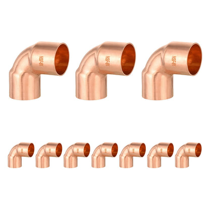 (Pack of 50) Foskan 1/2" C x 1/2" C Copper 90-Degree Short Radius Elbow, Copper Plumbing Fittings with Sweat Solder Connection