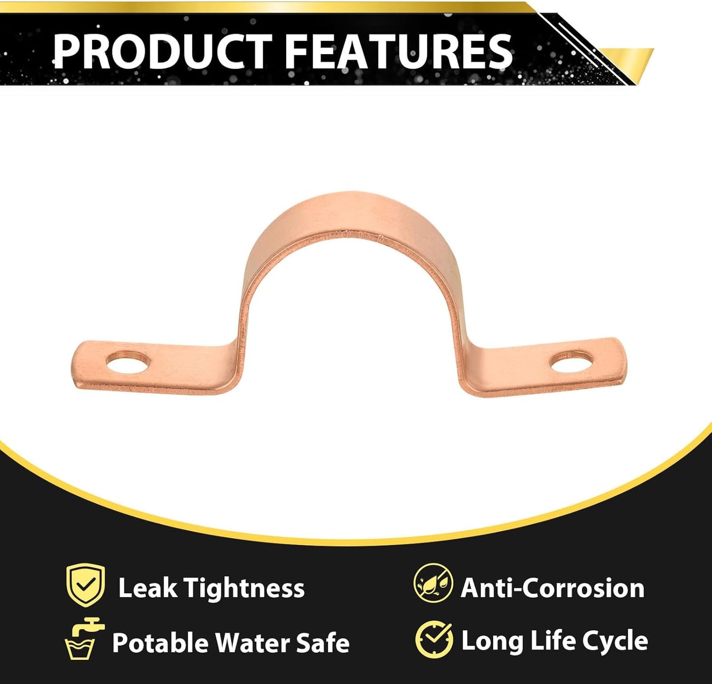 (Pack of 30) Foskan 3/4" C Copper Two Hole Clamp, Copper Plumbing Fittings with Sweat Solder Connection