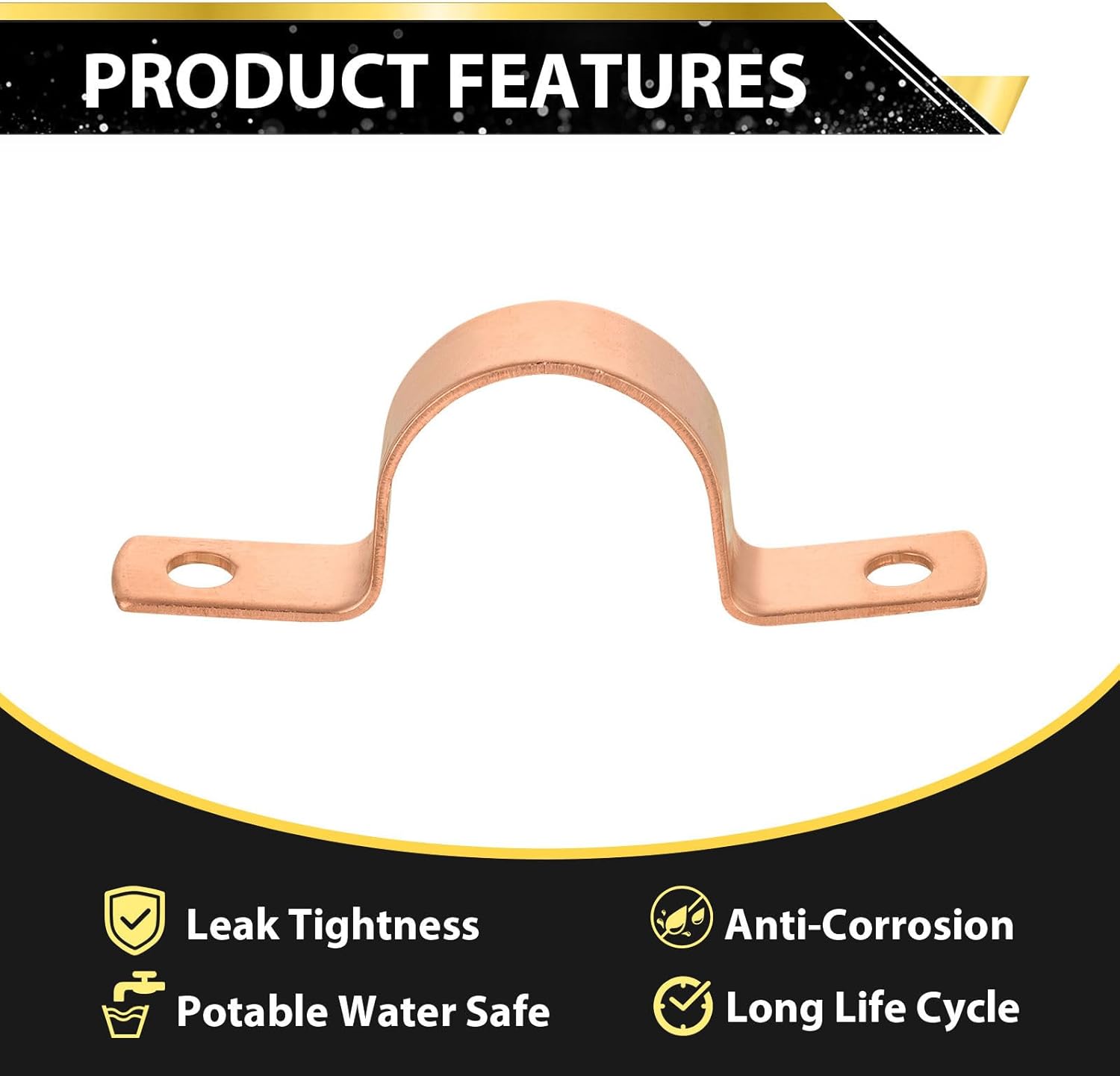 (Pack of 30) Foskan 3/4" C Copper Two Hole Clamp, Copper Plumbing Fittings with Sweat Solder Connection