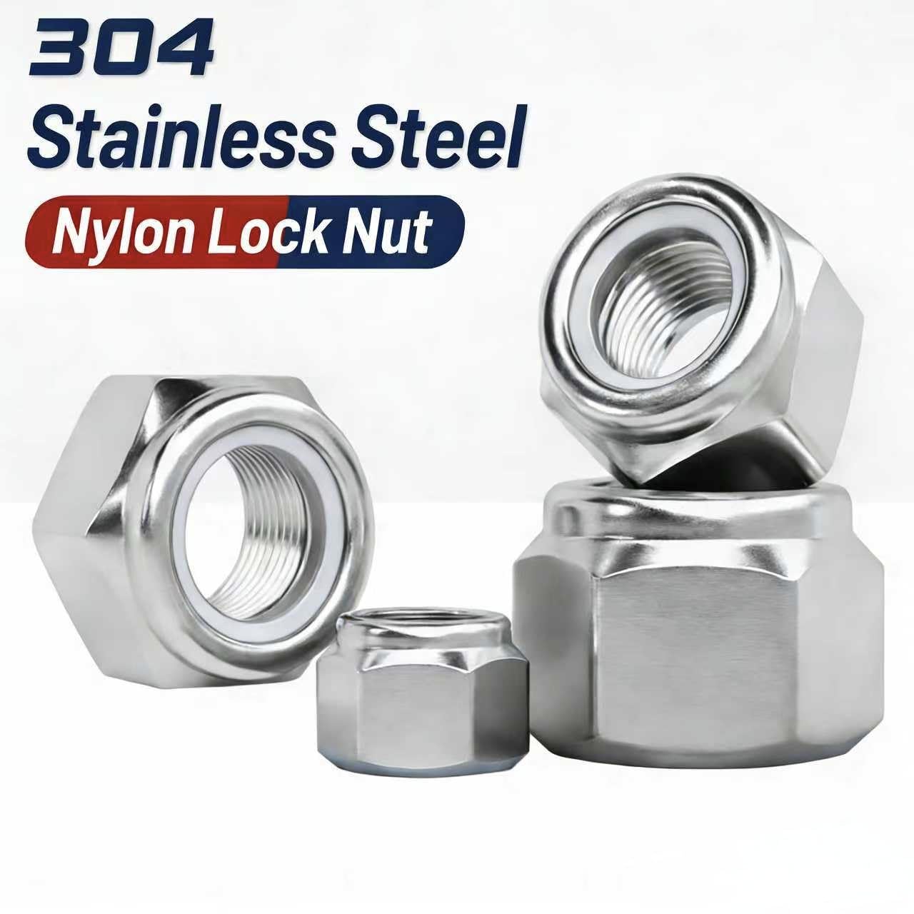#10-24 Locknuts,60PCS 304 (18-8) Stainless Steel Nylon Insert Lock Nuts,Standard Inch Thread Nylock Nuts