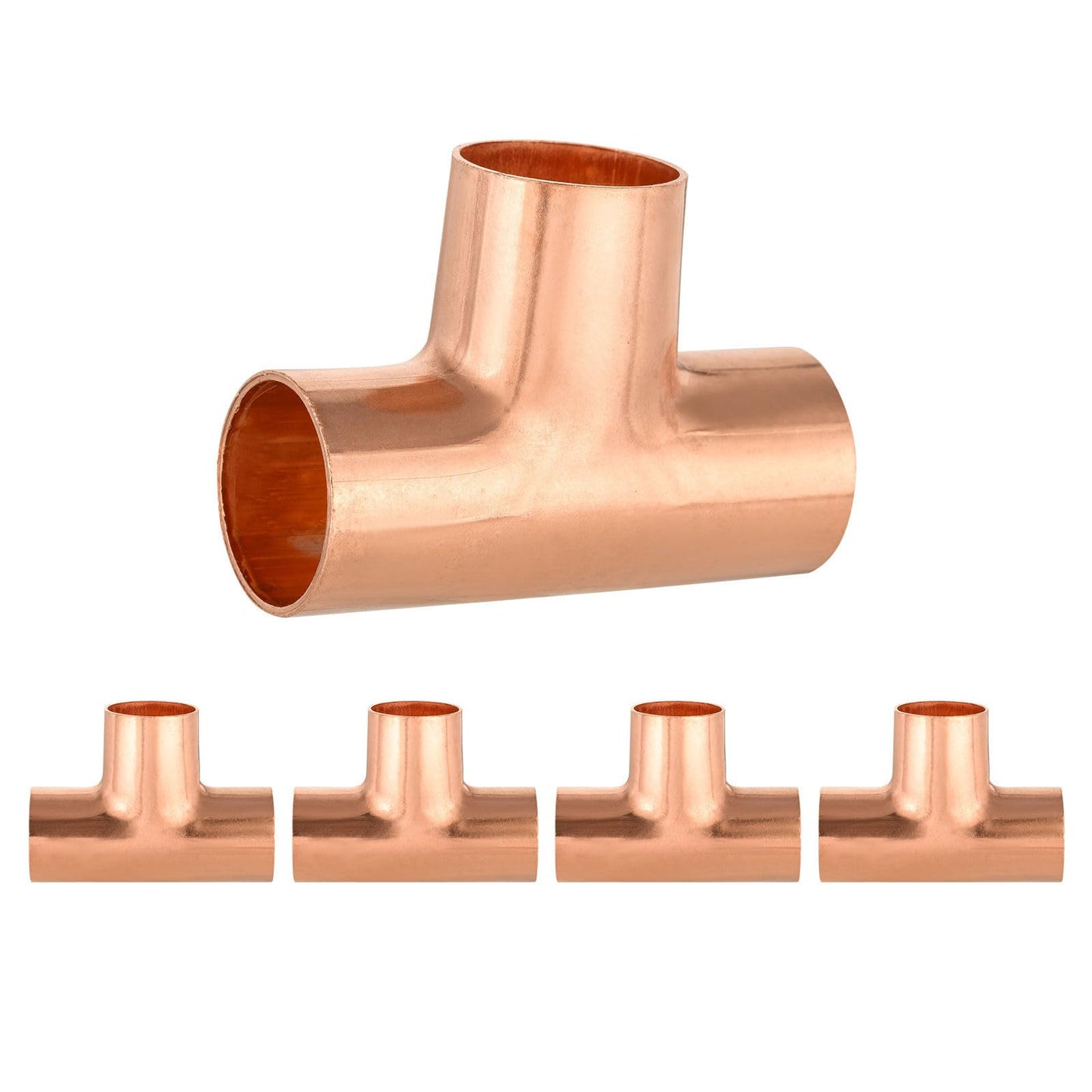 (Pack of 15) Foskan 3/4" C x C x C Copper Tee, Copper Plumbing Fittings with Sweat Solder Connection