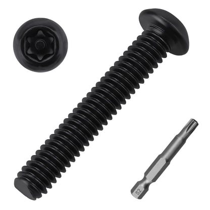#10-24 x 1/2" Button Head Torx Security Screws, 304 Stainless Steel 18-8, Black Torx Drive Screws for Outdoor, Automotive License Plates, 50-Pack with Bit TT25