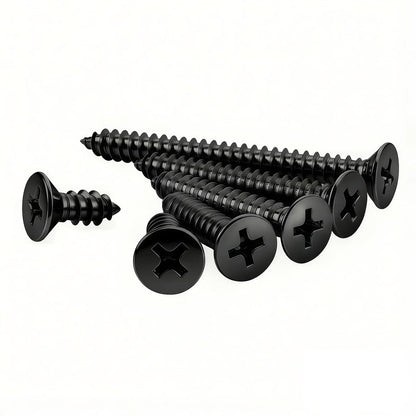 #10 x1-1/4 [100 Pack] Flat Head Phillips Drive Self Tapping Screws, Sheet Metal Screws, Black Oxide, 304 Stainless Steel (18-8), Corrosion Resistant Screw for Wood, Sheet Metal and More