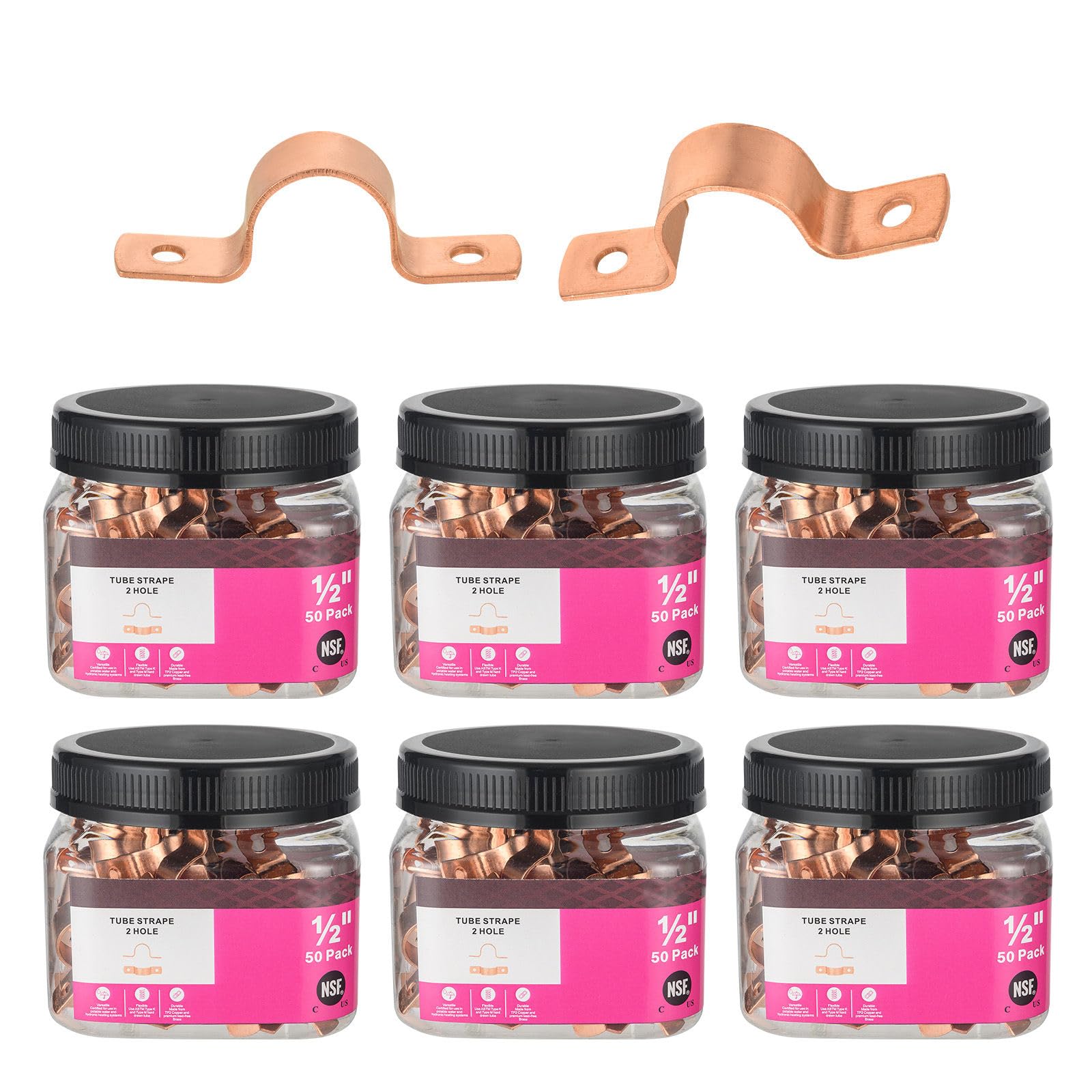 (Pack of 30) Foskan 3/4" C Copper Two Hole Clamp, Copper Plumbing Fittings with Sweat Solder Connection