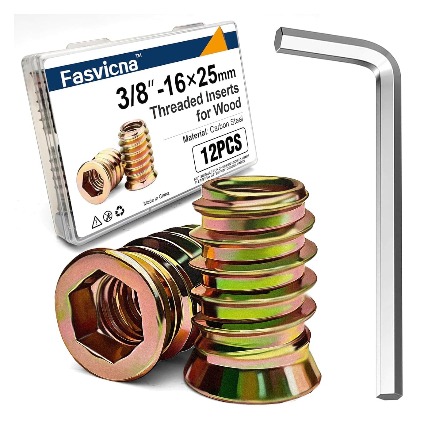 1/4"-20 x 20mm Threaded Inserts for Wood, Hex Drive Insert Nuts for Furniture Repair, 28 Pack