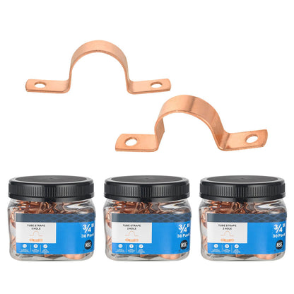 (Pack of 30) Foskan 3/4" C Copper Two Hole Clamp, Copper Plumbing Fittings with Sweat Solder Connection