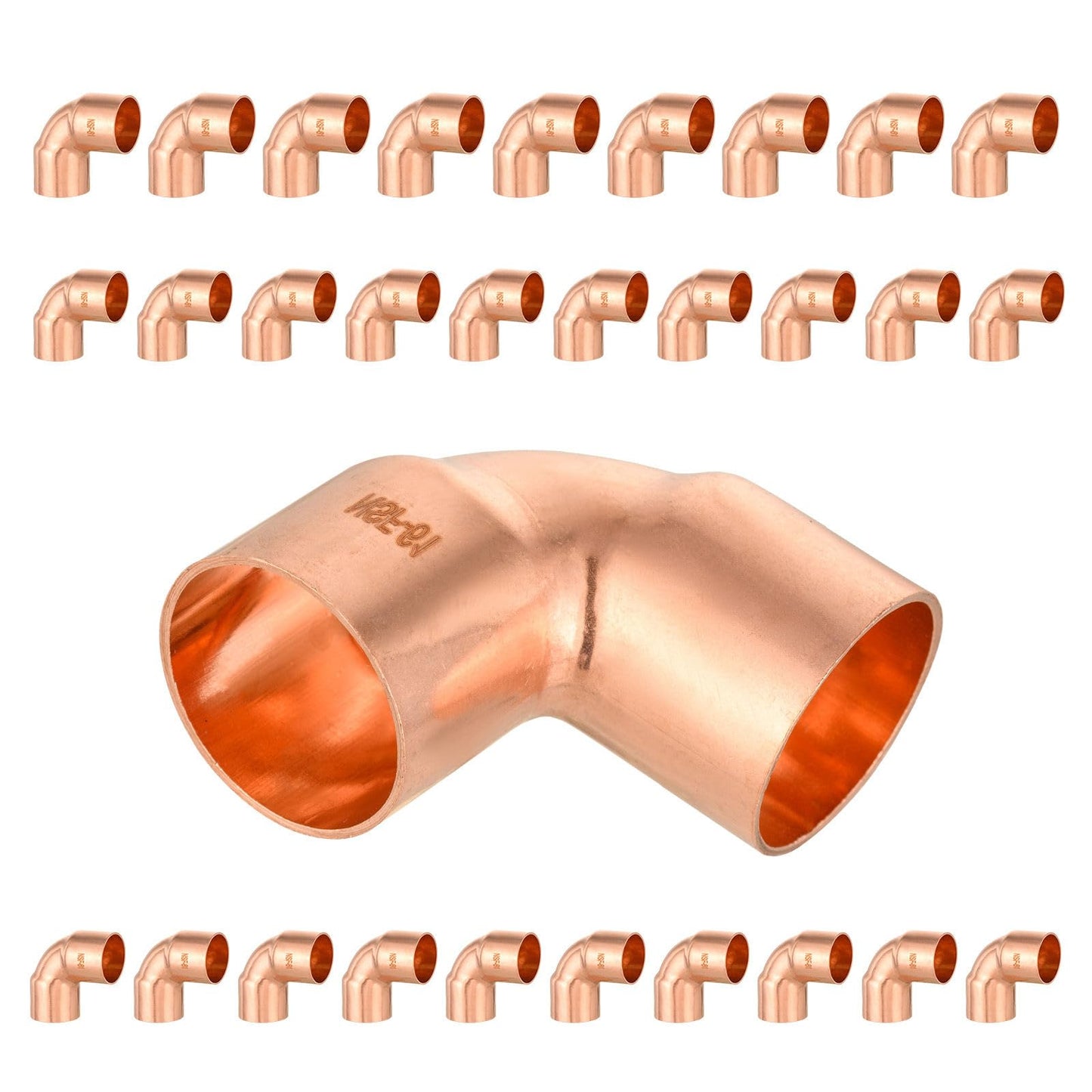 (Pack of 50) Foskan 1/2" C x 1/2" C Copper 90-Degree Short Radius Elbow, Copper Plumbing Fittings with Sweat Solder Connection