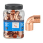 (Pack of 50) Foskan 1/2" C x 1/2" C Copper 90-Degree Short Radius Elbow, Copper Plumbing Fittings with Sweat Solder Connection