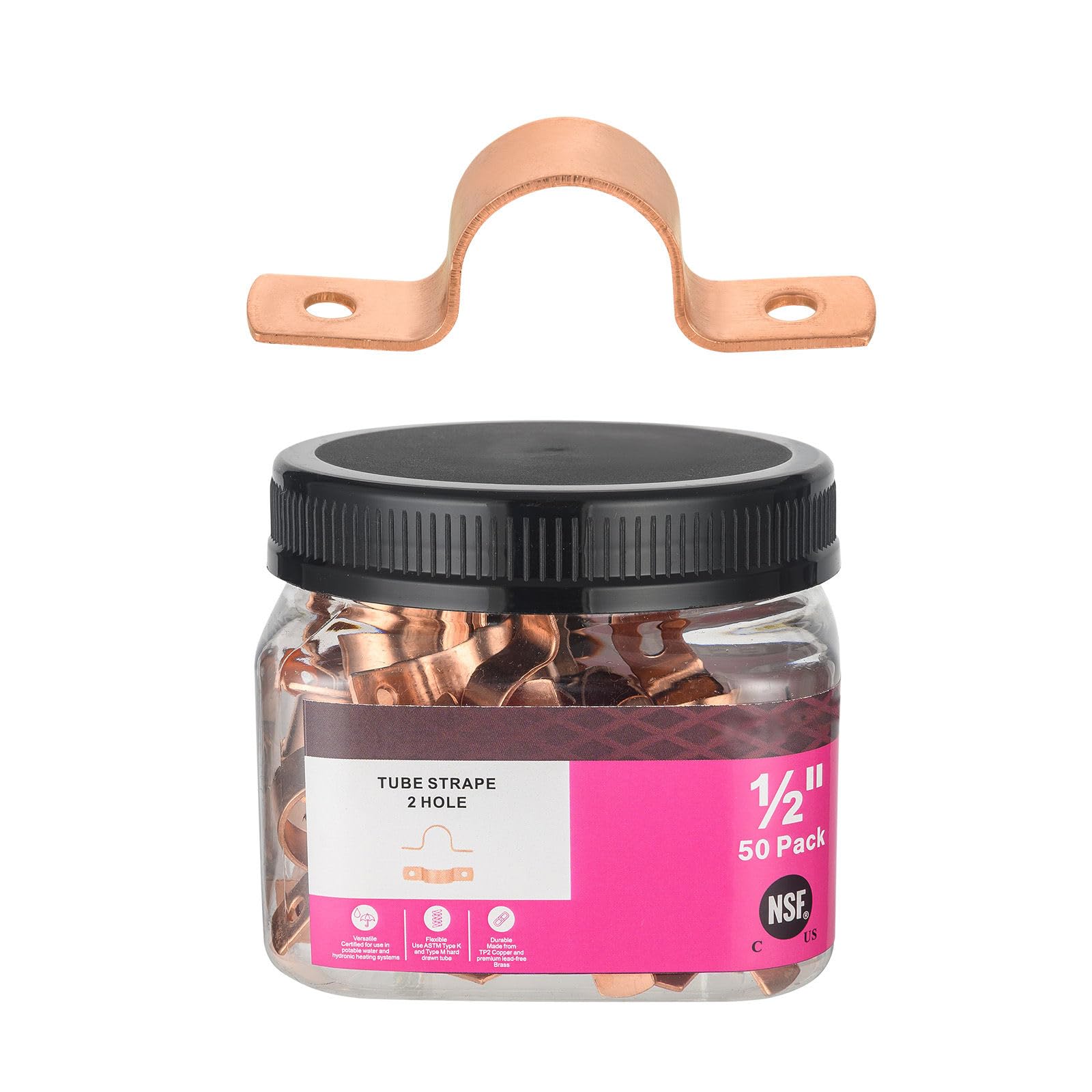 (Pack of 30) Foskan 3/4" C Copper Two Hole Clamp, Copper Plumbing Fittings with Sweat Solder Connection