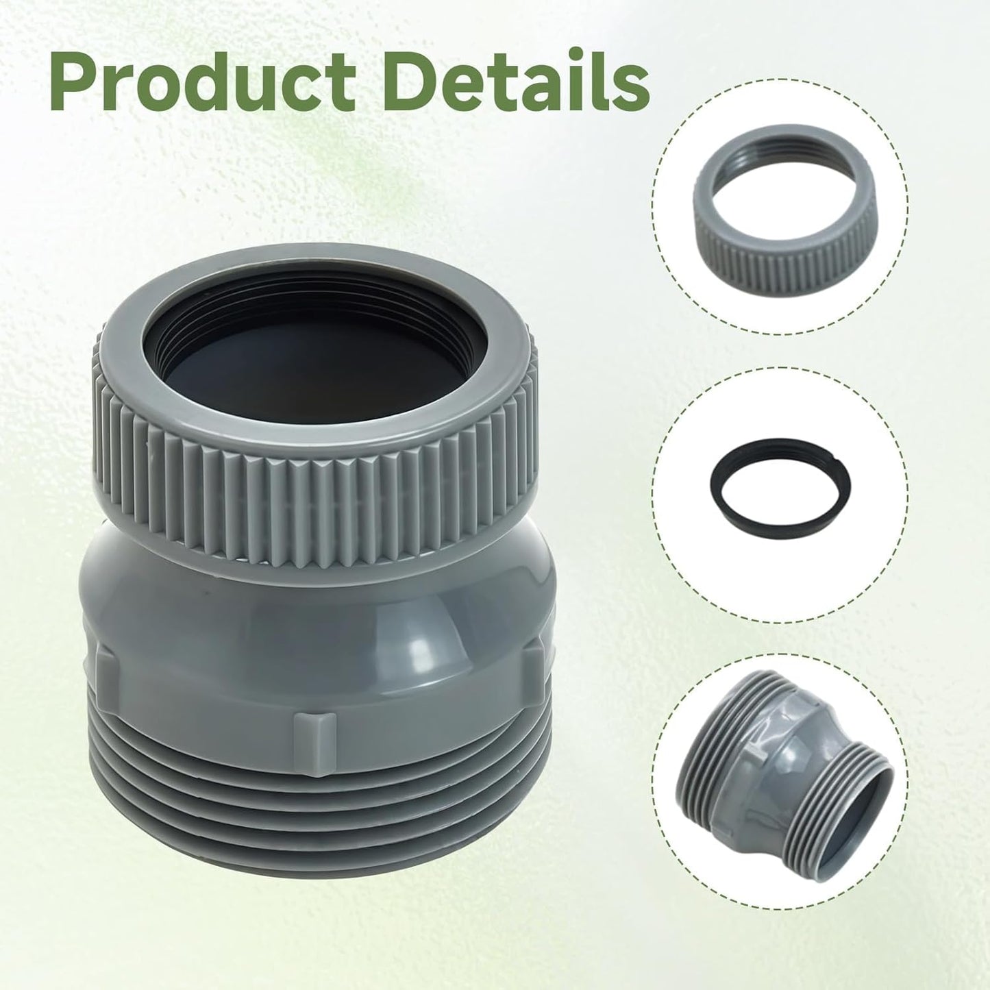 1 1/4 to 1 1/2 Sink Drain Adapter, Extension Coupling with Slip Joint Connection, PP Reducing Pipe Adapter Fitting for Bathroom and Kitchen P-Trap Repair