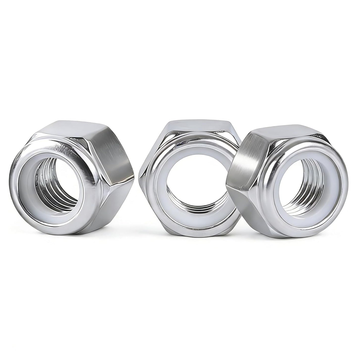 #10-24 Locknuts,60PCS 304 (18-8) Stainless Steel Nylon Insert Lock Nuts,Standard Inch Thread Nylock Nuts