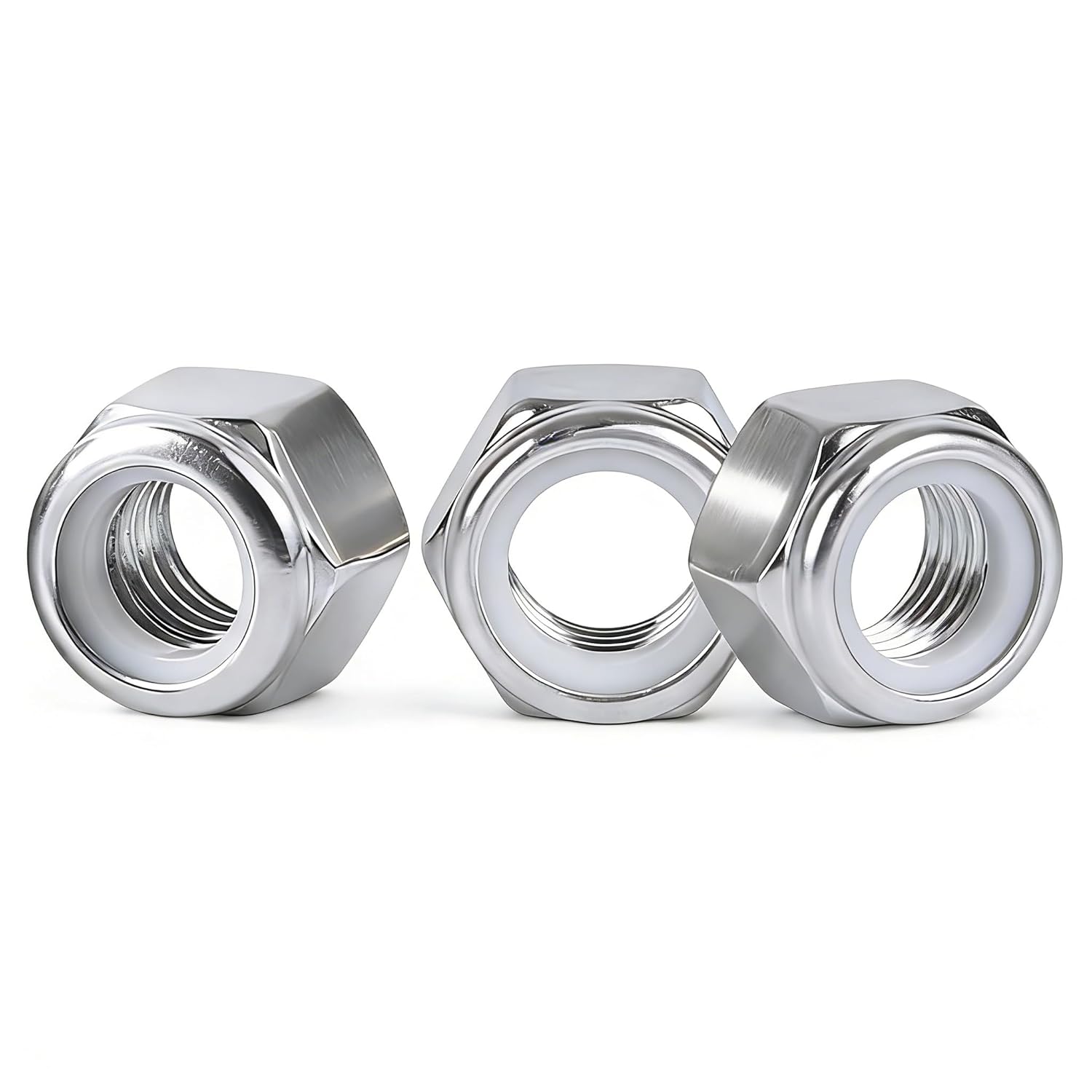 #10-24 Locknuts,60PCS 304 (18-8) Stainless Steel Nylon Insert Lock Nuts,Standard Inch Thread Nylock Nuts