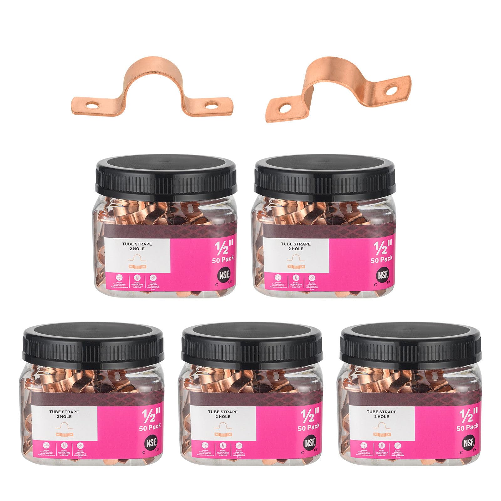 (Pack of 30) Foskan 3/4" C Copper Two Hole Clamp, Copper Plumbing Fittings with Sweat Solder Connection