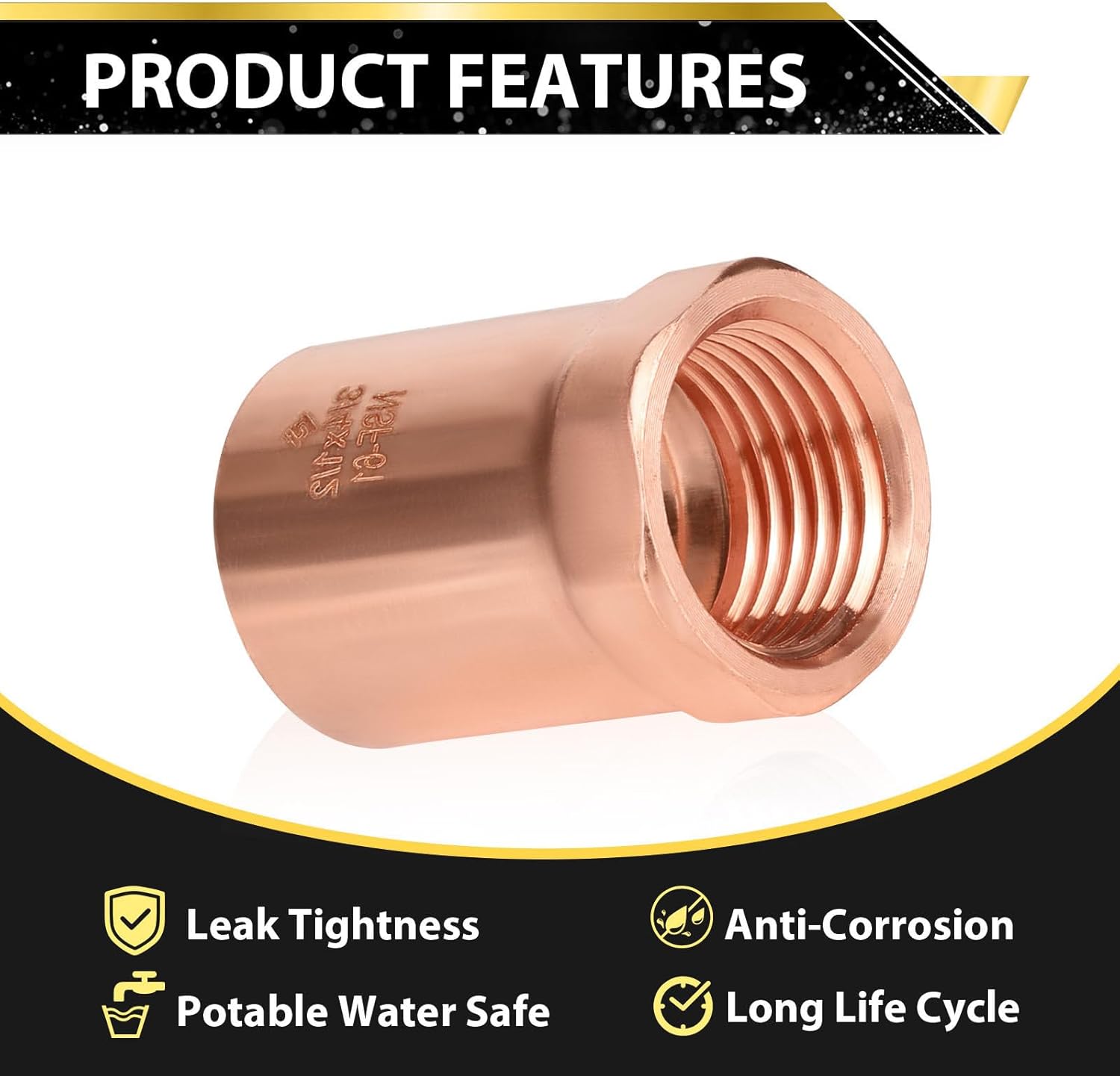 (Pack of 10) Foskan 3/4" C x 1/2" FNPT Copper Female Adapter, Copper Plumbing Fittings with Sweat Solder Connection