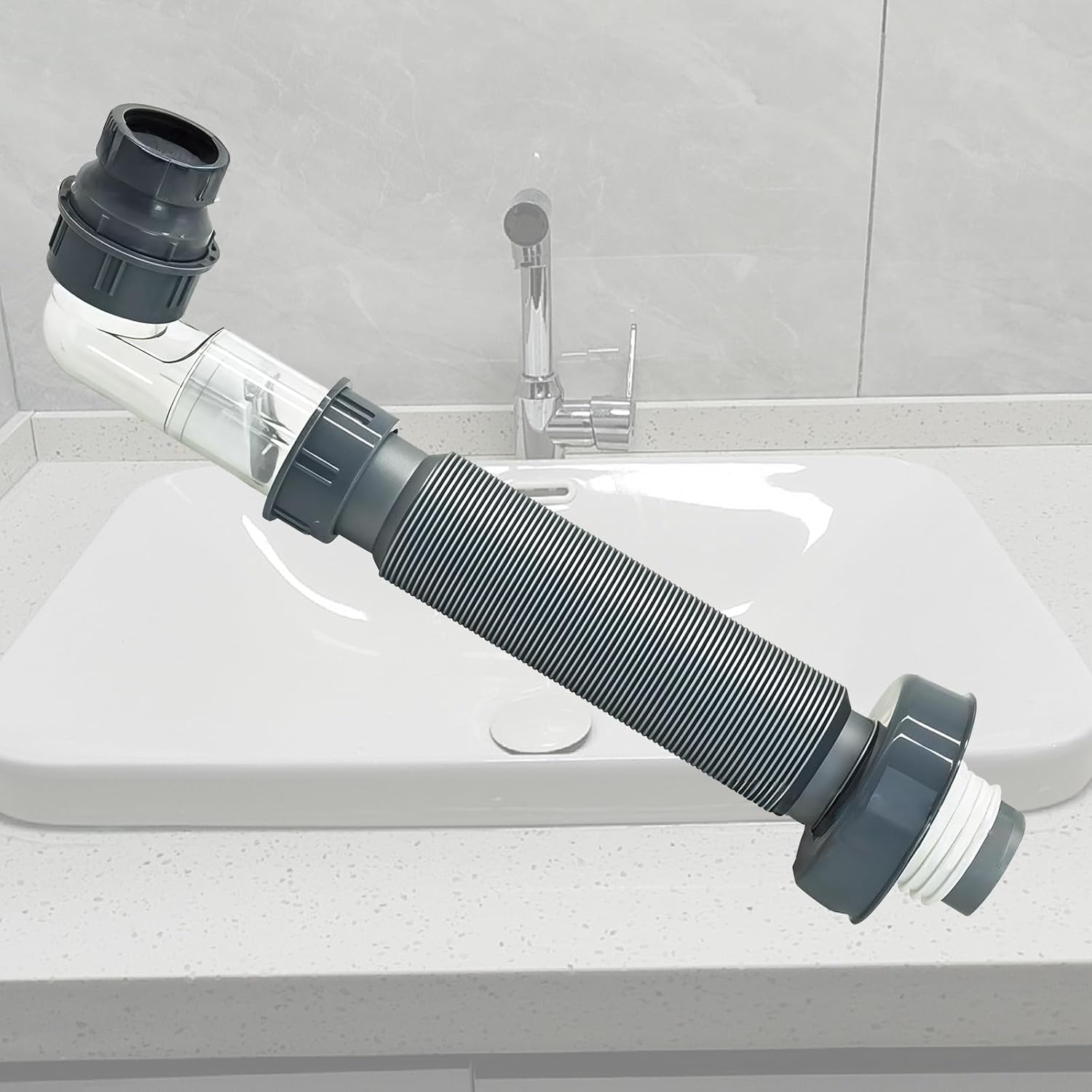 1 1/4 to 1 1/2 Sink Drain Adapter, Extension Coupling with Slip Joint Connection, PP Reducing Pipe Adapter Fitting for Bathroom and Kitchen P-Trap Repair