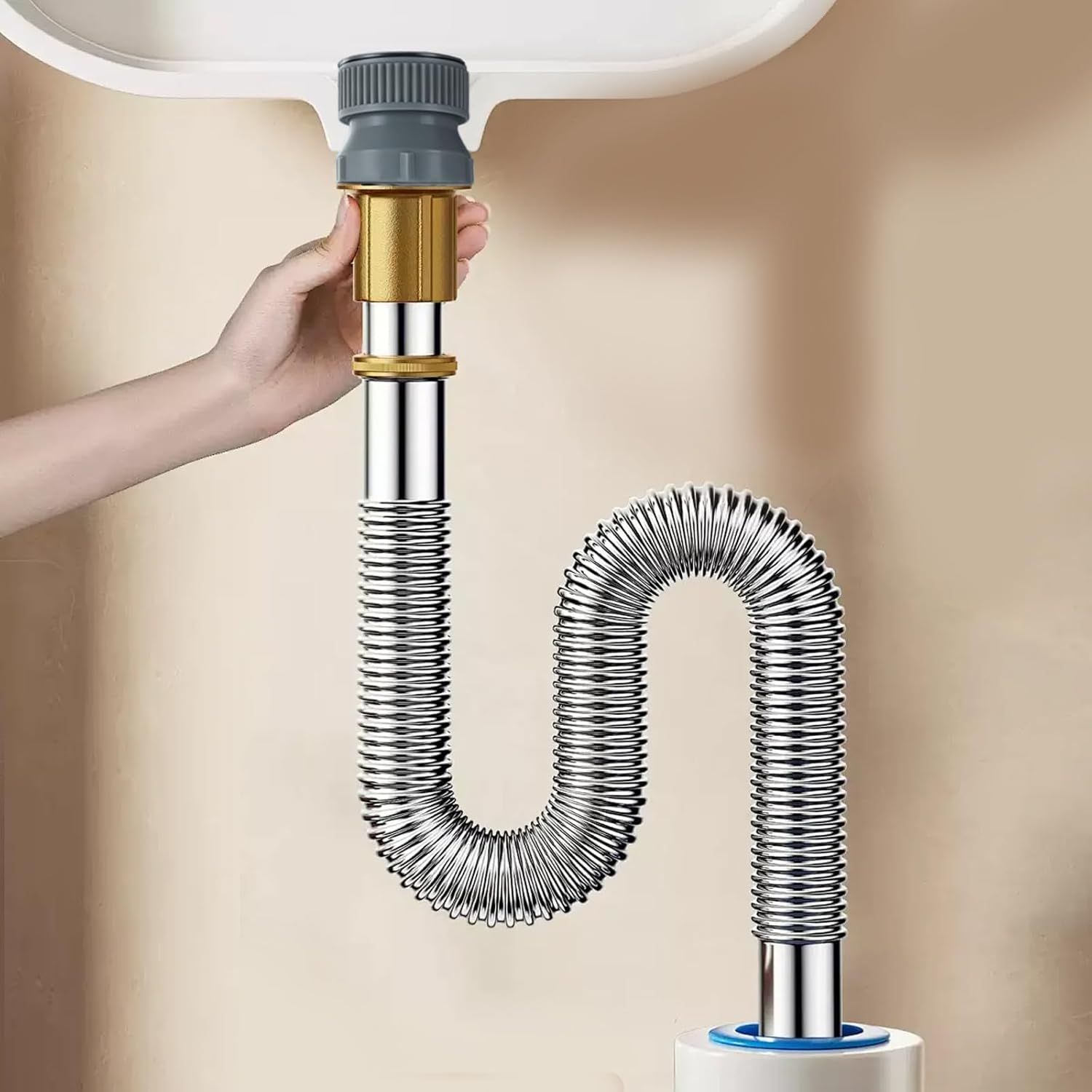 1 1/4 to 1 1/2 Sink Drain Adapter, Extension Coupling with Slip Joint Connection, PP Reducing Pipe Adapter Fitting for Bathroom and Kitchen P-Trap Repair