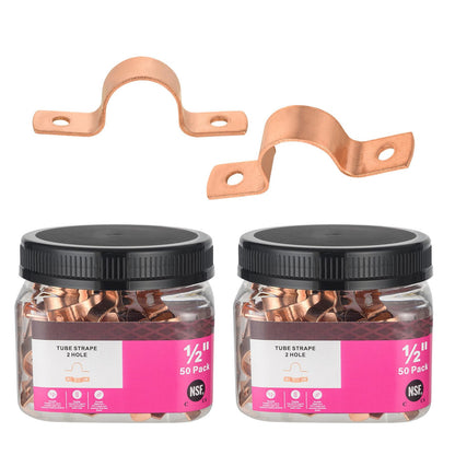 (Pack of 30) Foskan 3/4" C Copper Two Hole Clamp, Copper Plumbing Fittings with Sweat Solder Connection